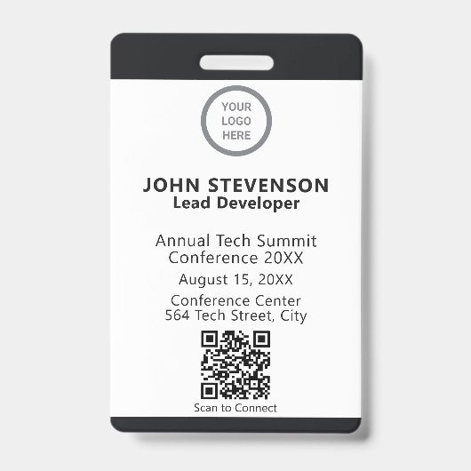 ID de l'employé de l'événement Logo Code QR Badge (Avant)