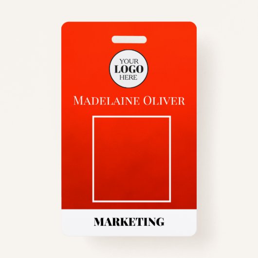 ID de l'employé Photo Code QR Rouge Logo Badge (Devant)