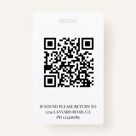 ID de l'employé Photo Code QR Rouge Logo Badge (Dos)