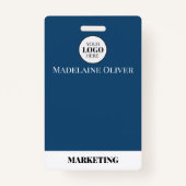 ID de l'employé Photo QR Code Bleu Logo Badge (Devant)