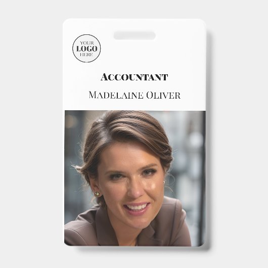 ID du comptable photo simple logo Badge (Front)