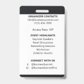 ID employé d'événement Logo Code QR Badge Noir (Arrière)