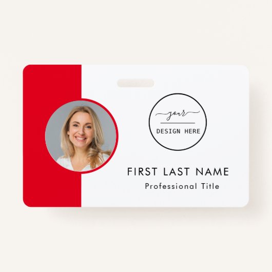 ID employé | Logo Turquoise - Badge d'ID photo (Devant)