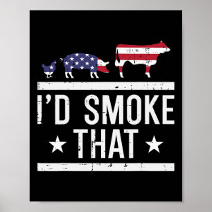 ID Grill dat kippenvarken Koe US Flag BBQ barbecue Poster