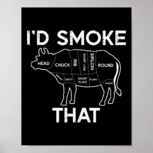ID Grill die Koe Rundvlees Grafiek BBQ Barbecue Gr Poster