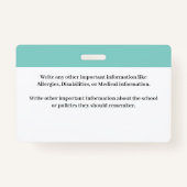 ID Identificatie Kaart School Student Bar Code Badge (Achterkant)