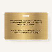 ID Identificatie Medewerker Foto Goud Aangepast Badge (Achterkant)