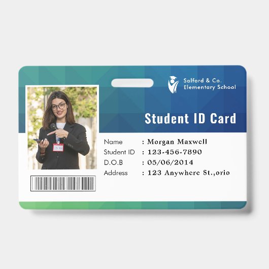ID-kaart Badge Moderne Zakelijke Student Foto (Voorzijde)