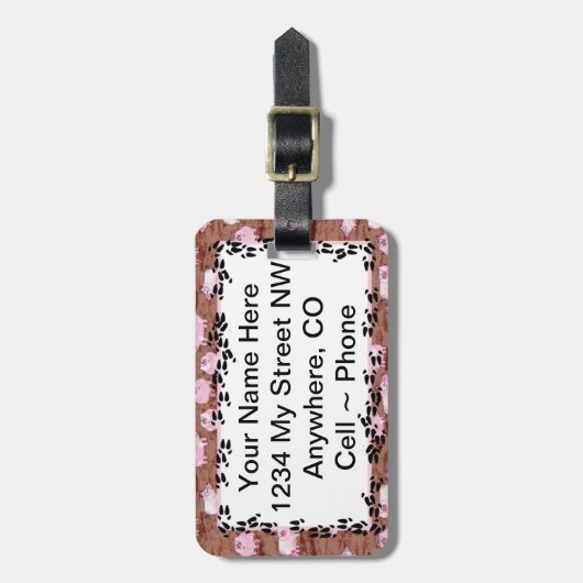 ID-labels ~ Roze Biggetjes Bagagelabel (Voorkant verticaal)