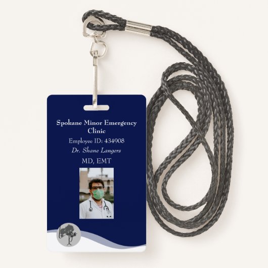 ID Lanyard Badge Médicale Photo Navy (Devant avec lanière)