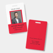 ID photo de l'employé Badge rouge blanc (Avant & arrière)