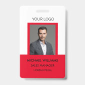 ID photo de l'employé Badge rouge blanc (Avant)