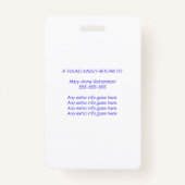 ID photo de travail QR Code Pink Purple Badge (Dos)