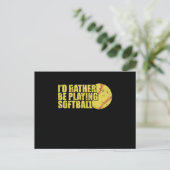I'd rather be playing Softball Sport Briefkaart (Staand voorkant)