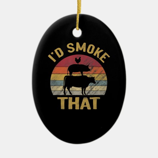 ID roken dat Funny BBQ de moker Grill Gift Keramisch Ornament (Voorkant)