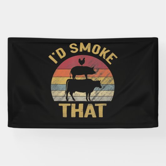ID roken dat Funny BBQ de moker Grill Gift Spandoek (Horizontaal)