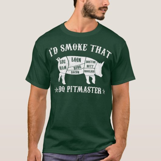 ID roken dat T Pig Pitmaster Funny BBQ roken T-shirt (Voorkant)