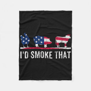 Id rook die grappige barbecue gegrild BBQ vlees li Fleece Deken