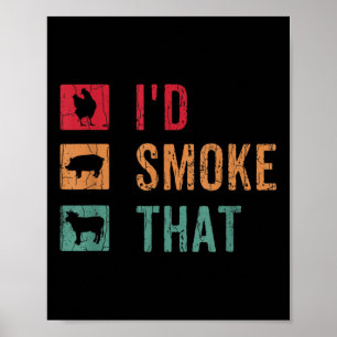 Id rook die grappige barbecue gegrild BBQ vlees li Poster