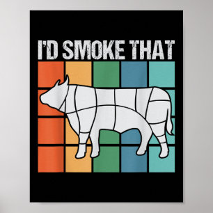 Id rook die grappige bbq barbecue roker grillmaste poster