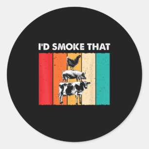 Id Rook Die Grappige BBQ Barbeque Roker Grillen C Ronde Sticker