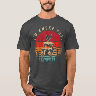Id Smokehat Grappig Gerookt Vlees BBQ Chef Barbecu T-shirt