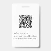 ID wedding planner Photo Code QR noir Logo Badge (Arrière)