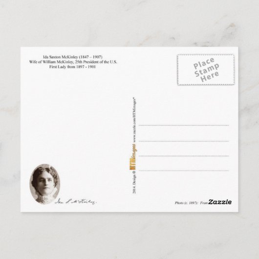 Ida McKinley, First Lady of the U.S. Briefkaart (Achterkant)