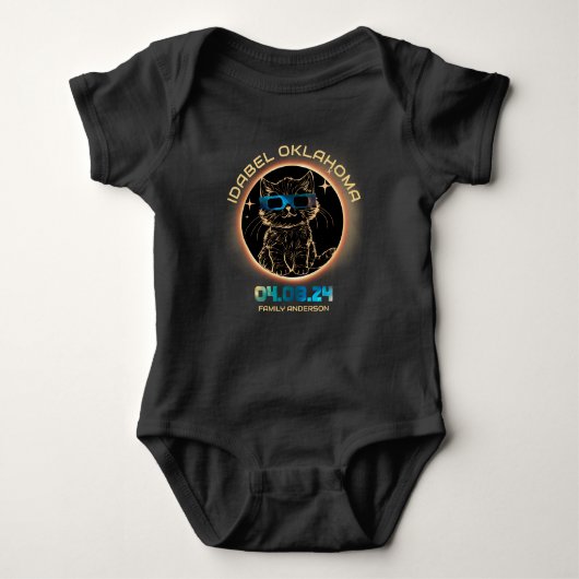 Idabel Oklahoma Total Solar Eclipse 2024 Cat Lover Romper (Voorkant)
