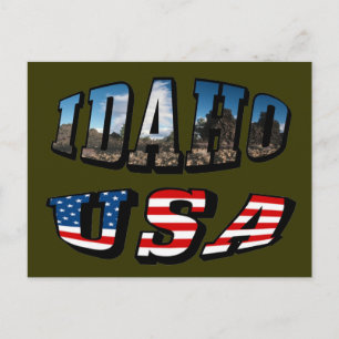 Idaho Afbeelding State and Flag USA Text Briefkaart