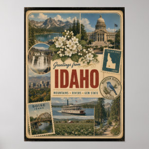 Idaho Authentieke Vintage Stijl Poster