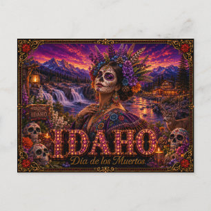 Idaho Día de los Muertos Retro Briefkaart