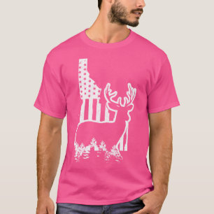 Idaho Elk Hunting State Map Amerikaanse vlag Patri T-shirt