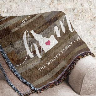 Idaho Home State Personalized Rustic Wood Kijk uit Deken