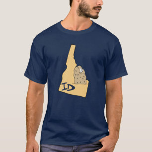 Idaho ID Kaart & Idaho Potato Spud Cartoon Motto B T-shirt