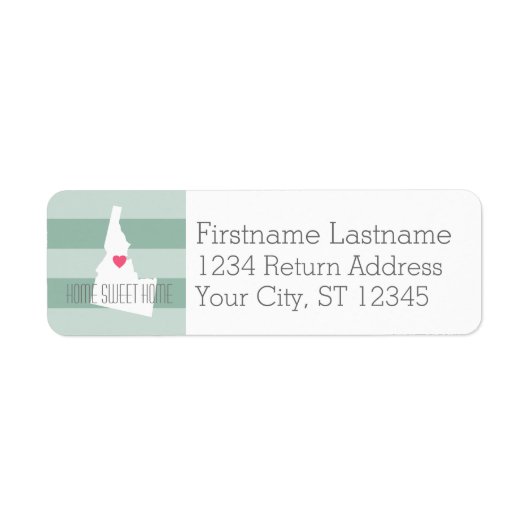 Idaho Map Home State Love met Custom Heart Etiket (Voorkant)