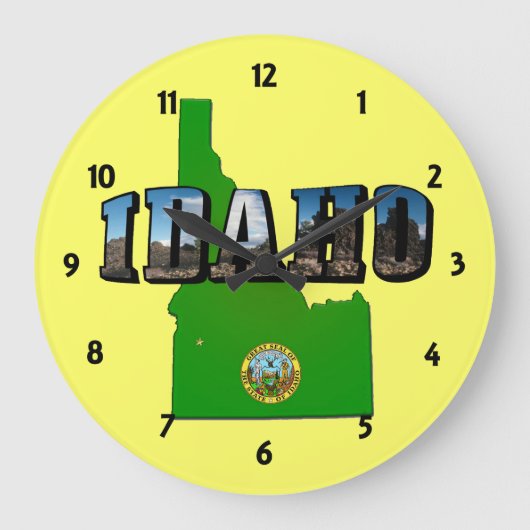 Idaho Map, Seal and Afbeelding Text Grote Klok (Voorkant)