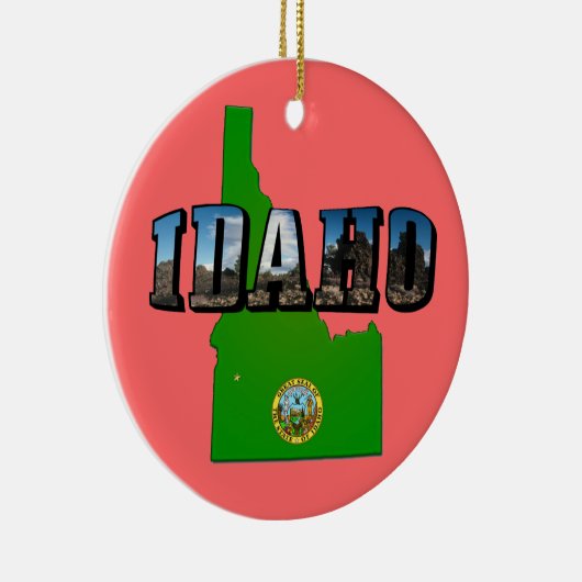 Idaho Map, Seal and Afbeelding Text Keramisch Ornament (Rechts)