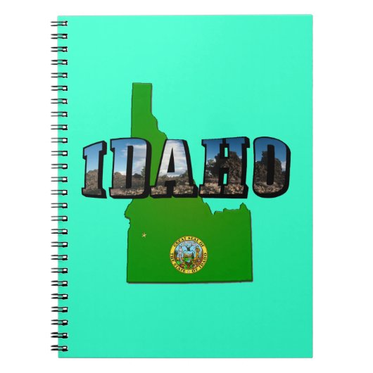 Idaho Map, Seal and Afbeelding Text Notitieboek (Voorkant)