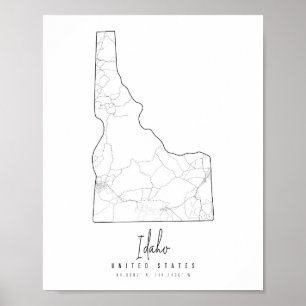 Idaho Minimal Street Map Poster