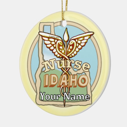 Idaho Nurse Caduceus Keramisch Ornament (Links)
