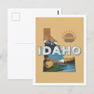 Idaho Retro Travel Design Iconische Verenigde Stat Briefkaart