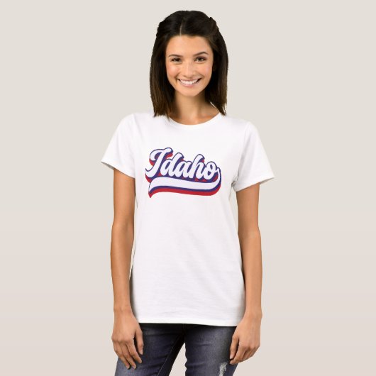 Idaho rood wit en blauw  Script T-shirt (Voorkant volledig)