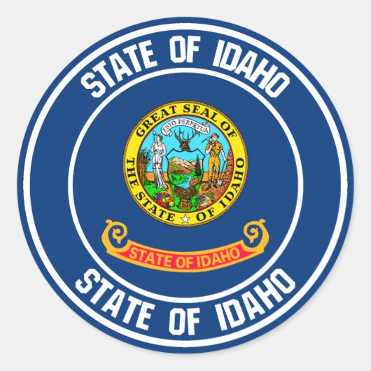 Idaho Round Emblem Ronde Sticker (Voorkant)
