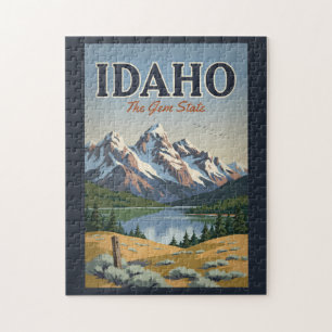 Idaho Sawtooth Range Illustratie Reis Kunst Retro Legpuzzel