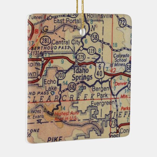Idaho Springs CO Map Keramisch Ornament (Rechts)