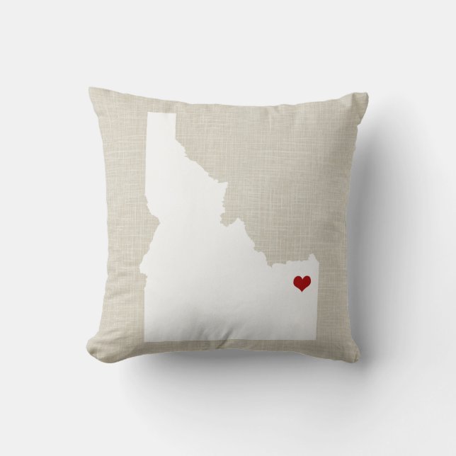 Idaho State Pillow Faux Linen gepersonaliseerd Kussen (Voorkant)