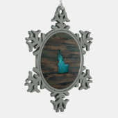 Idaho State Shape Blauwgroen Tin Sneeuwvlok Ornament (Links)