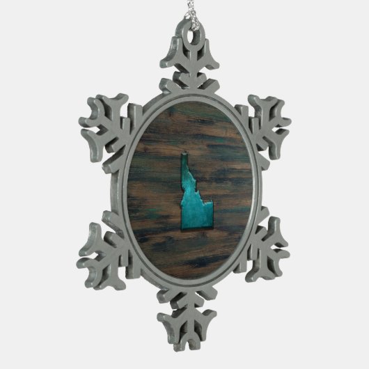 Idaho State Shape Blauwgroen Tin Sneeuwvlok Ornament (Links)