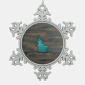 Idaho State Shape Blauwgroen Tin Sneeuwvlok Ornament (Voorkant)